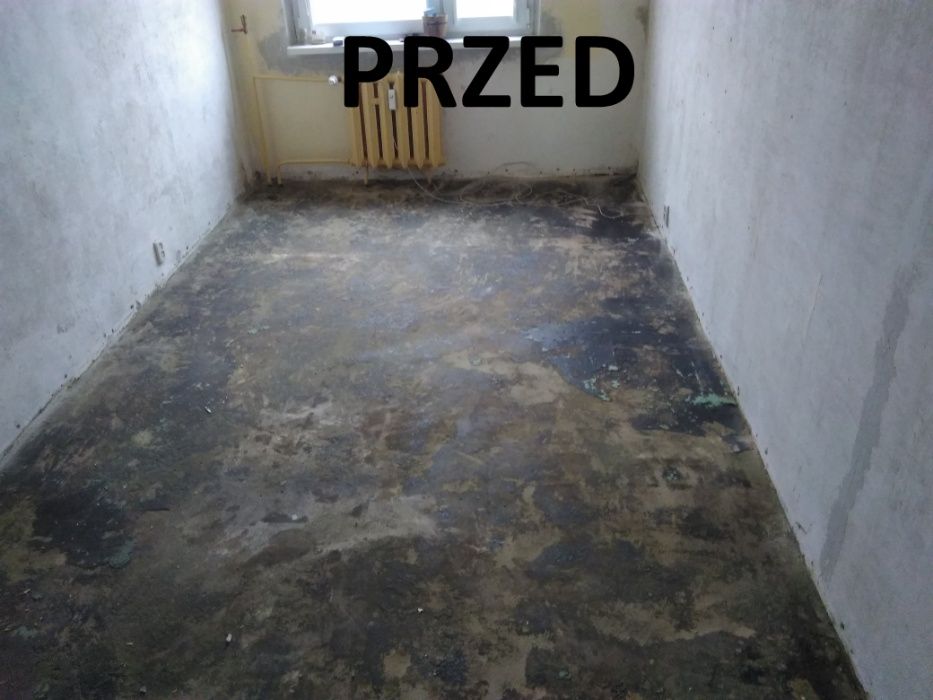 Usuwanie kleju po parkiecie, subitu, lepiku, lentexu, PCV, smoły