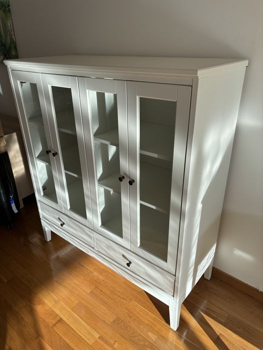 Cristaleira Branca IDANAS da IKEA c/portas de vidro dobráveis, 121x50x135 cm
