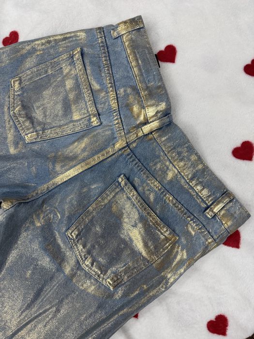 Джинси Zara з металізованим покриттям