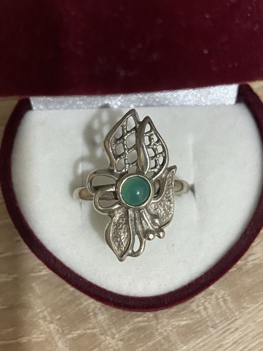 Серебряное кольцо СССР Хризопраз
