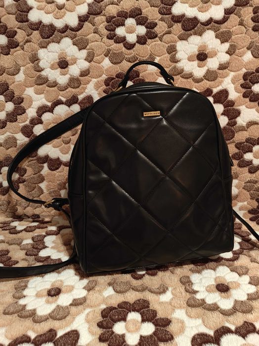 Damski plecak z ekoskóry pikowany czarny Witchen