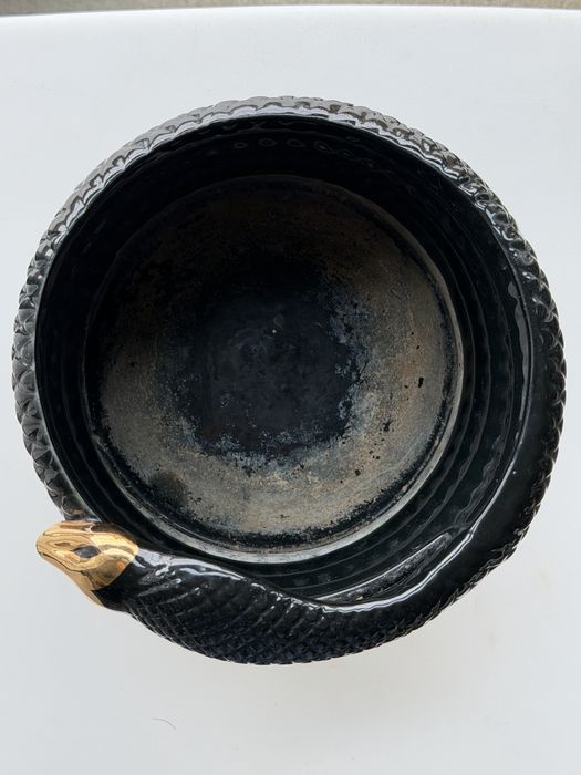 Snake Planter 563 Designerska Osłonka Doniczka Black & Gold Hollywood