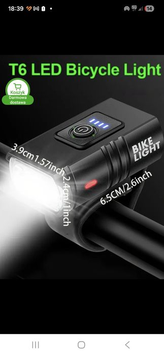 Lampka  Rowerowa USB.Super Mocna