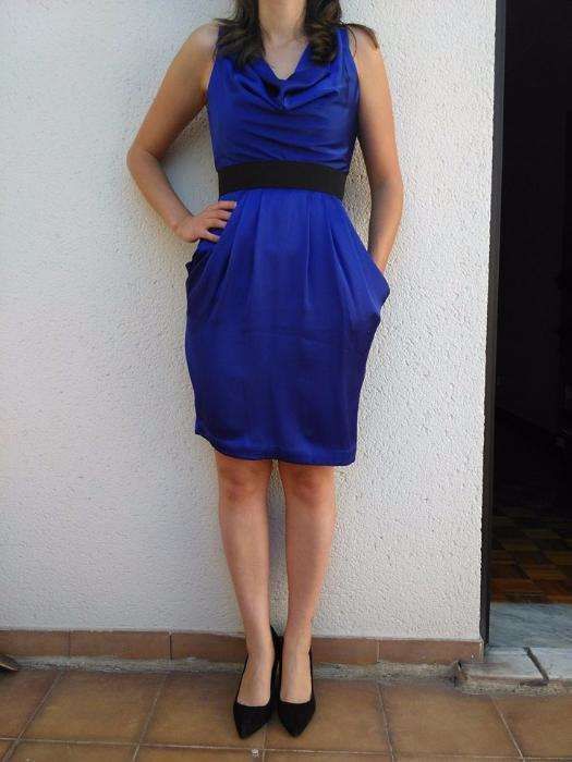 Vestido azul royal h&m com bolsos - TM34