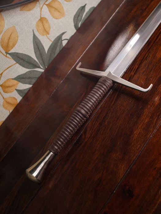 Miecz średniowieczny kuty – stal 1060, full tang, skórzana pochwa