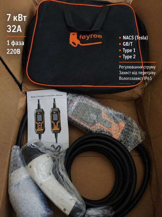 Зарядка Feyree Tesla Model S X USA NACS 7 кВт 32А 3,5 кВт 16А