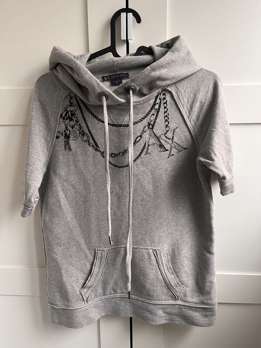 Armani Exchange Szara bluza z kapturem krótki rękaw r. XS