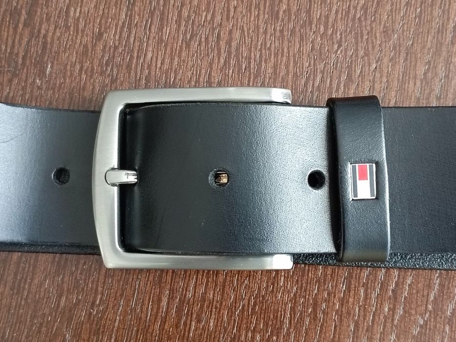 Pasek orginalny Tommy Hilfiger z czarnej skory