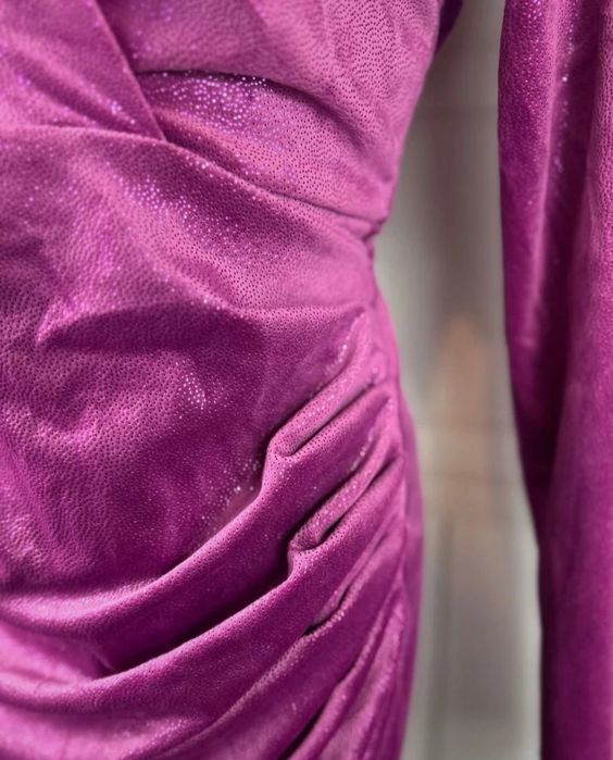 Fioletowa błyszcząca sukienka elegancka wieczorowa wesele XL XXL