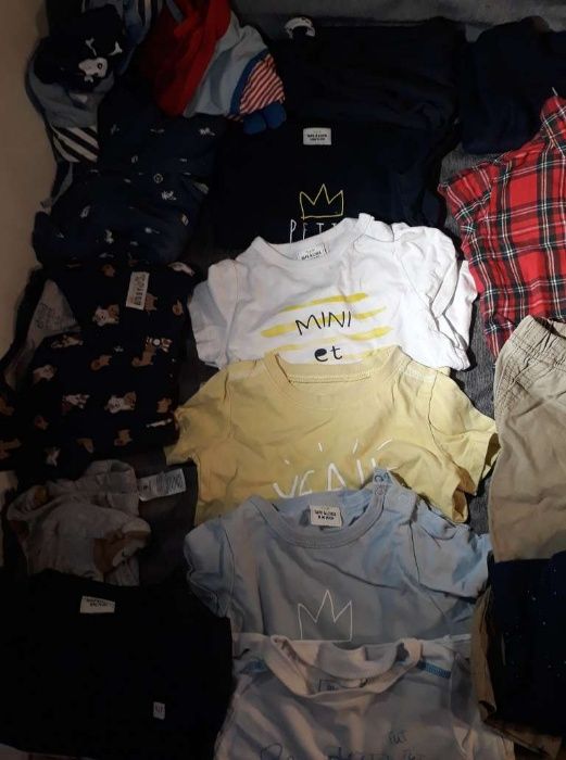 Spodnie koszula swetr body chlopiec 6-12m r.74-80 OldNavyOshKosh 28szt