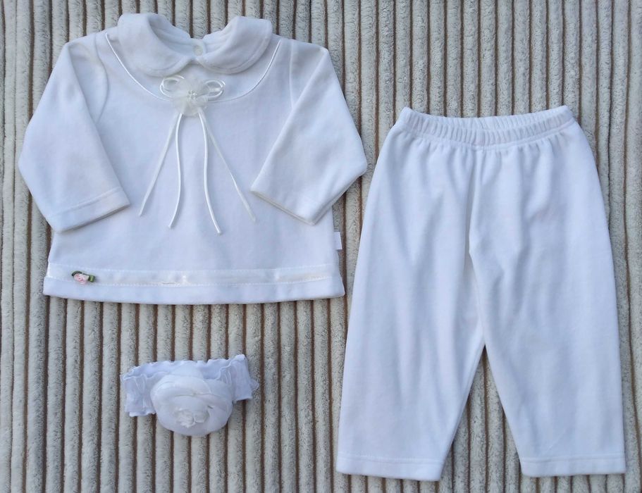 Welurowy komplet do chrztu rozm. 74