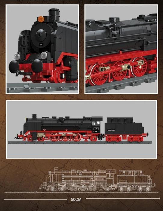 Конструктор  паровоз 1173шт локомотив BE 01 ( Совместим с LEGO ) .