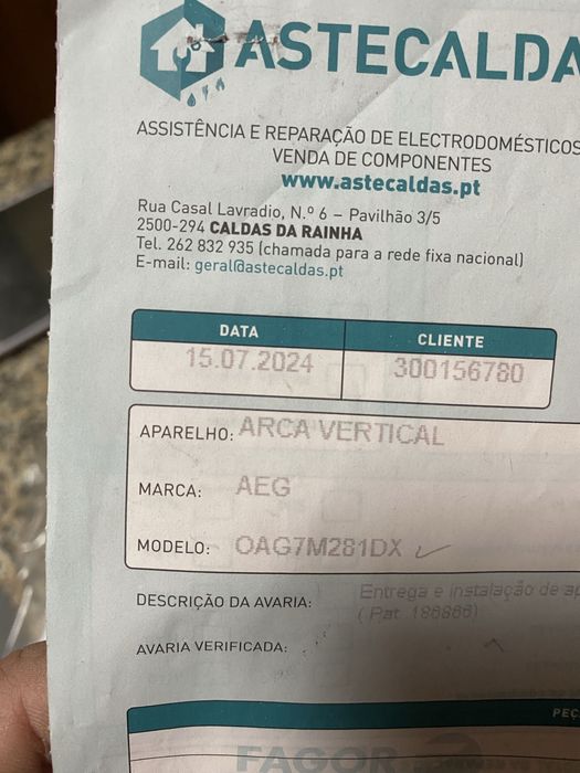 Arca Vertical AEG OAG7M281DX (No Frost - 186 cm - 278 L - Inox