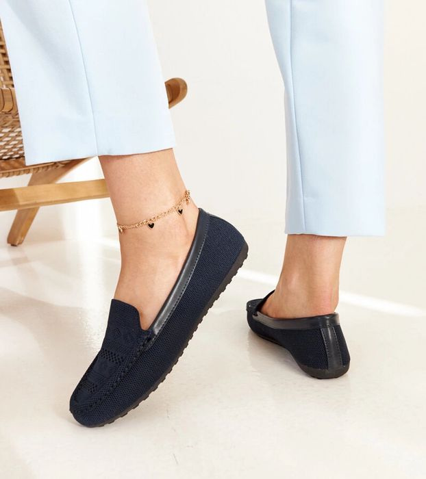 Granatowe materiałowe mokasyny Fiammetta