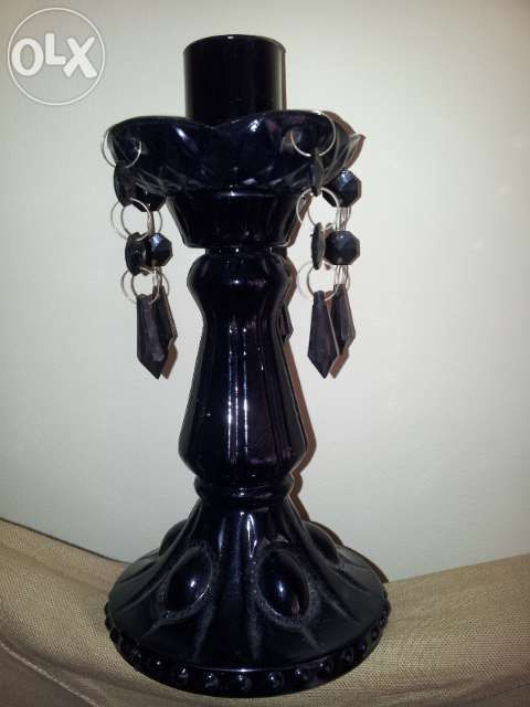 Castiçal em Vidro Preto