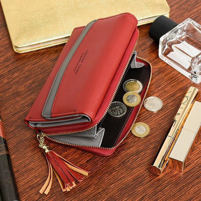 Czerwony portfel damski eko forever young modny duży E30