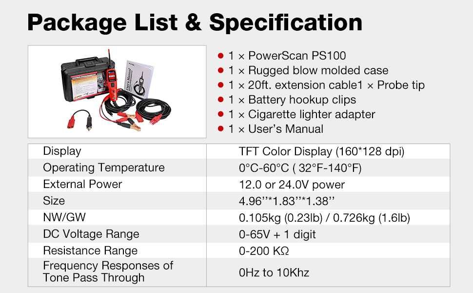 Máq. Teste circuitos elétricos auto Autel PowerScan PS100 - 12V/24V