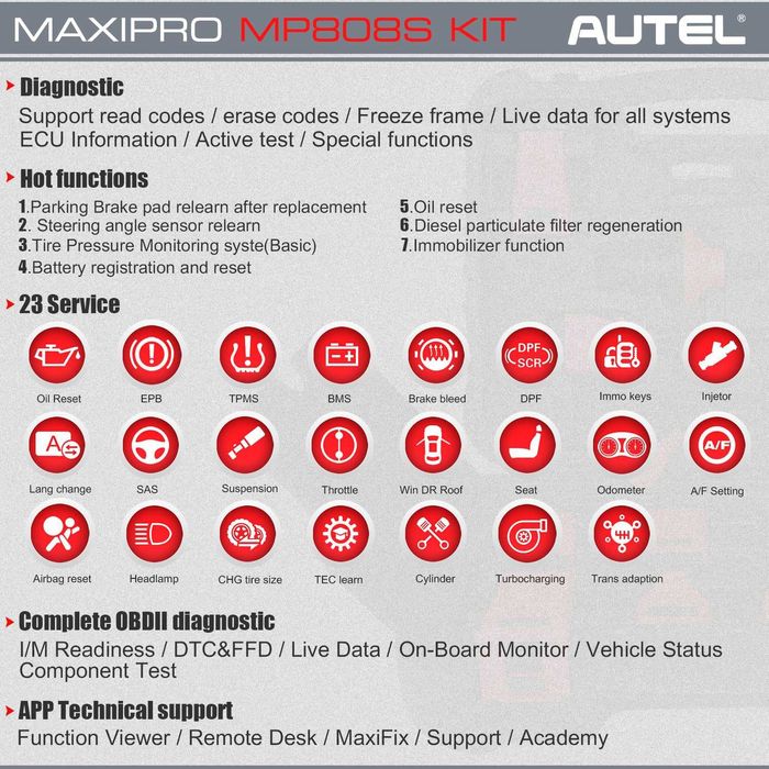 Máq. Diagnostico Auto Autel MP808S em Portugues