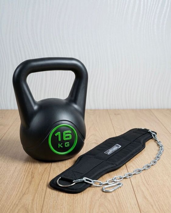 Комплект Сила : Гиря 16 кг + Пояс для обтяжень EasyFit (до 60 кг)