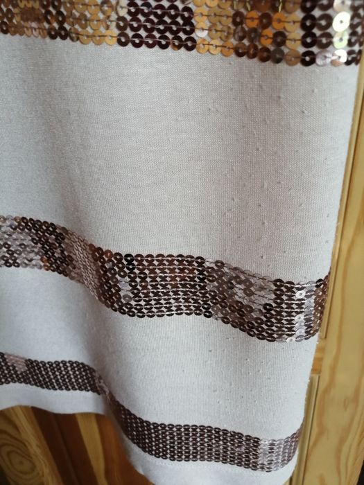 Bladoróżowa/beżowa bluzka z cekinami