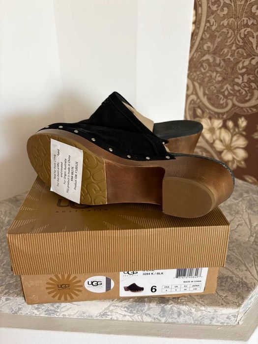 Шкіряні клоги бренд UGG Australia, сабо з дерев'яною підошвою НОВІ