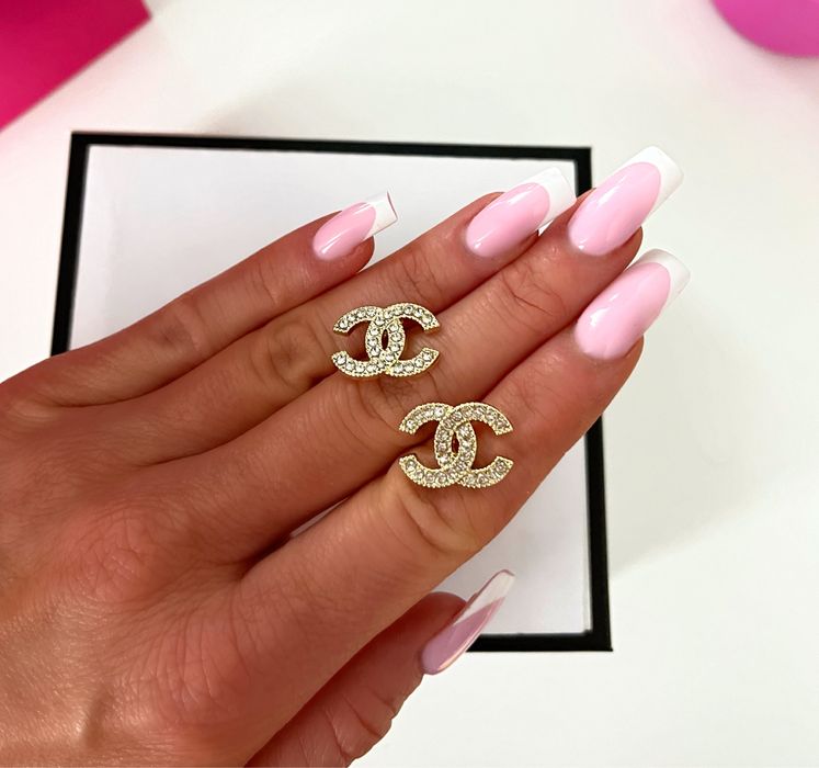 Kolczyki cc pozłacane sztyfty cyrkonie złote