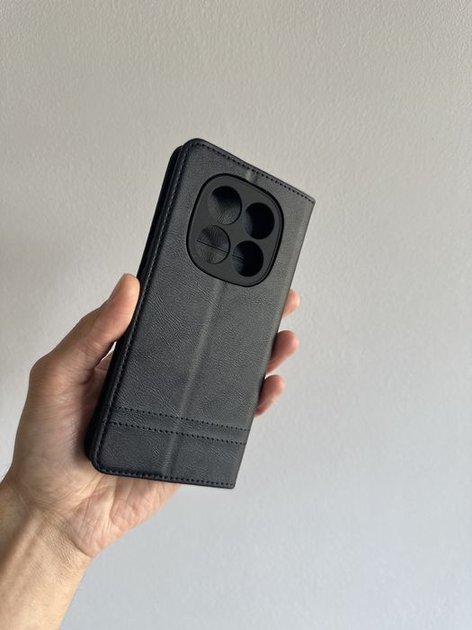 Etui z klapką skórzane + SZKŁO do XIAOMI REDMI NOTE 14 PRO 4G / 5G