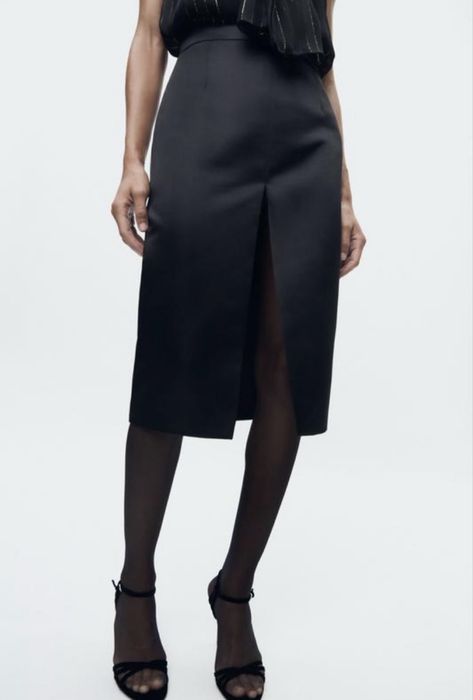 Zara миди  юбка из атласа