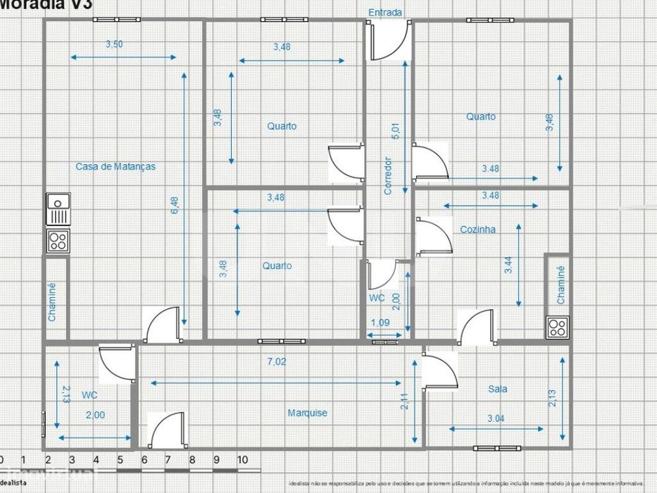 Moradia com espaço exterior em lote de 700 m²