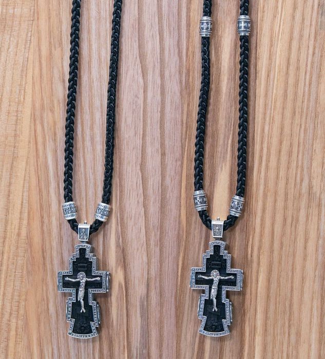 Крест эбеновое дерево, серебро 925 пробы