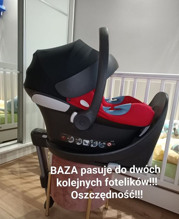 ZESTAW Łóżeczko Woodies + Fotelik z bazą Cybex Aton M I-Size + gratis