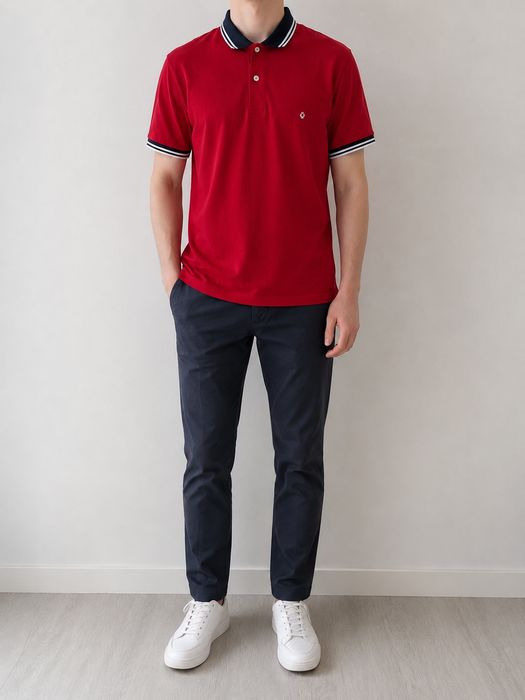 Czerwona koszulka polo C&A XL klasyczna elegancka