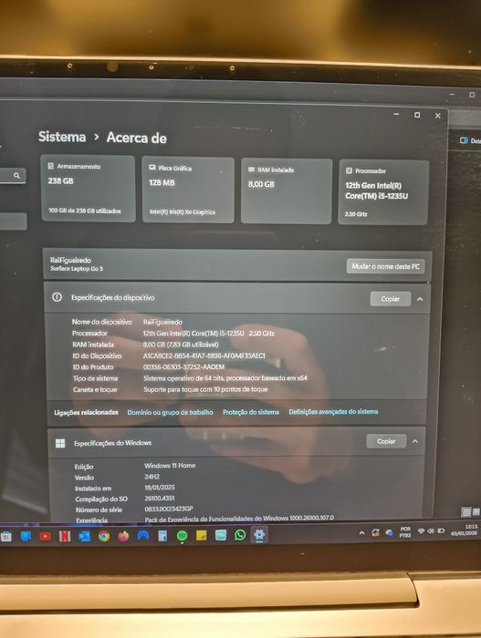 Portátil Surface laptop Go 3
