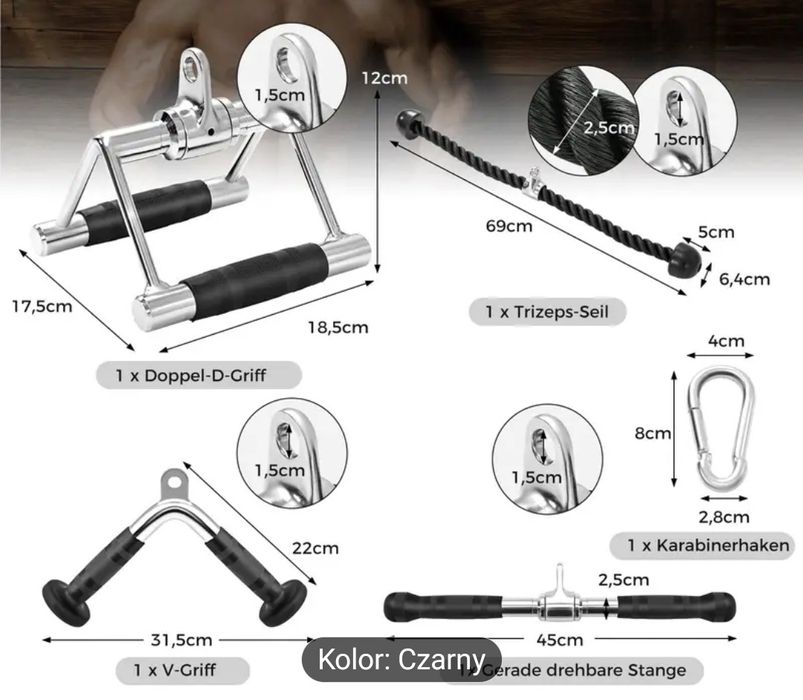 Zestaw do ćwiczeń ściągających triceps fitness sport zdrowie forma