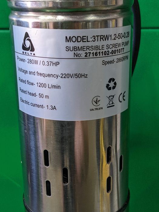 Насос для воды скважинный 3TRW 1.2-50-0.28 для полива напор 50 м