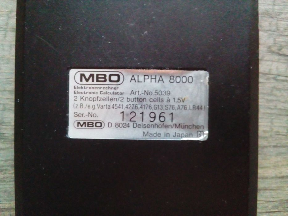 kalkulator mbo alpha 8000, Made in Japan