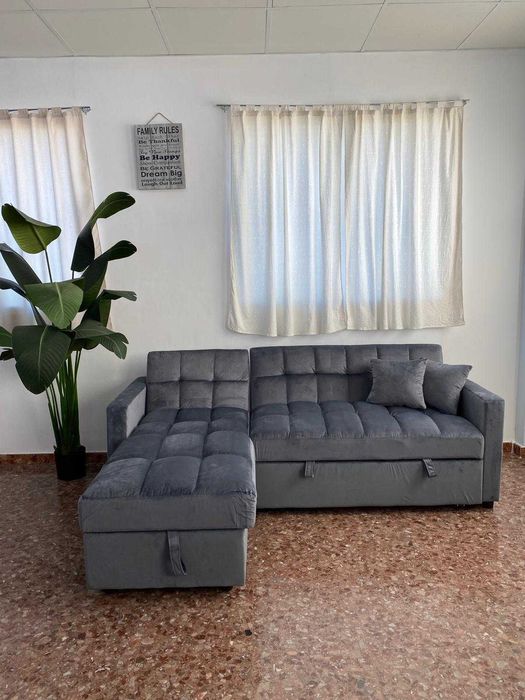 Novo sofá-cama cinzento - portes grátis