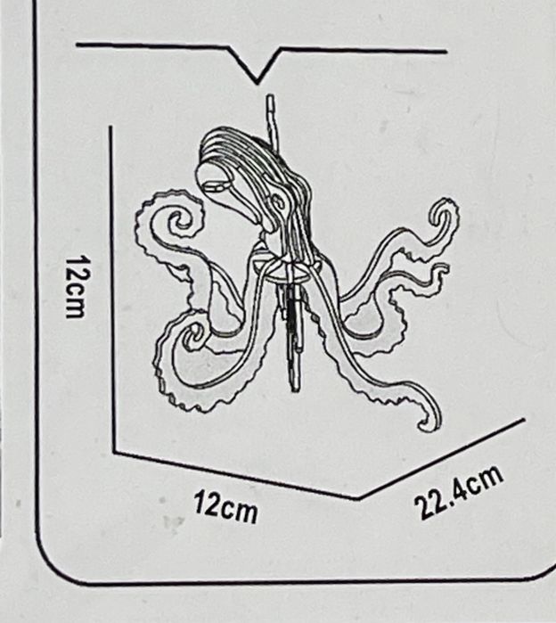 3D пазл Восьминіг, заміри на фото. Стан нового.