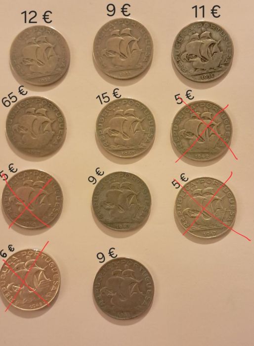 Moedas antigas portuguesas de 5