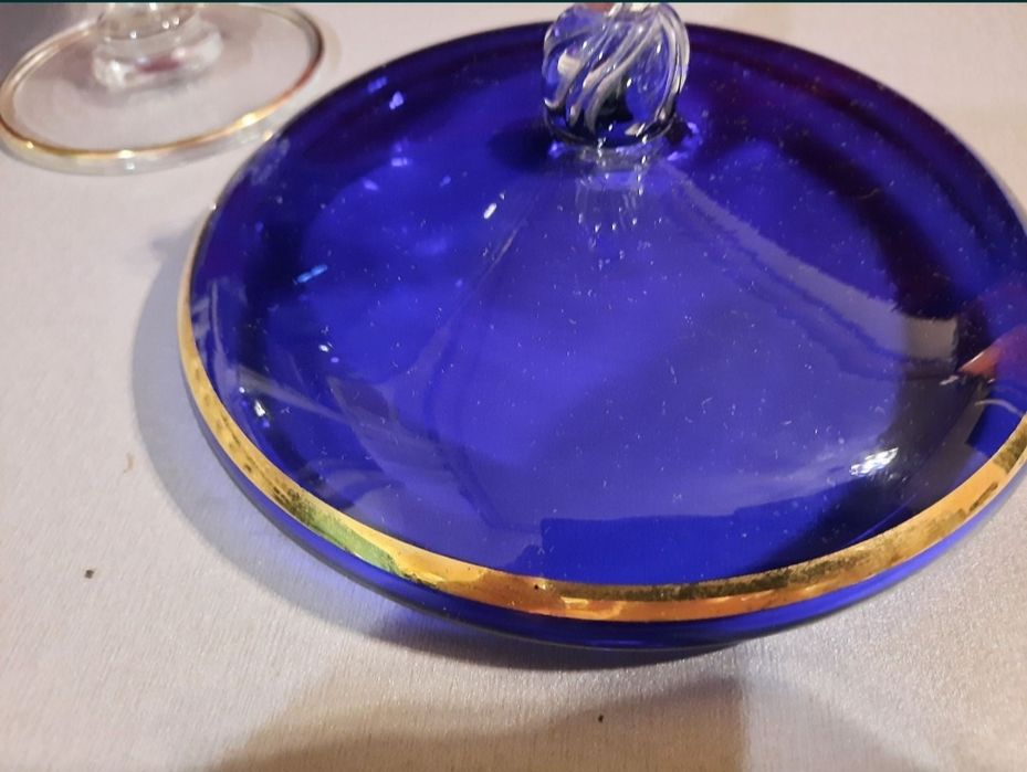 Конфетница на ножке Чешское стекло Ваза времён ссср ретро антиквариат