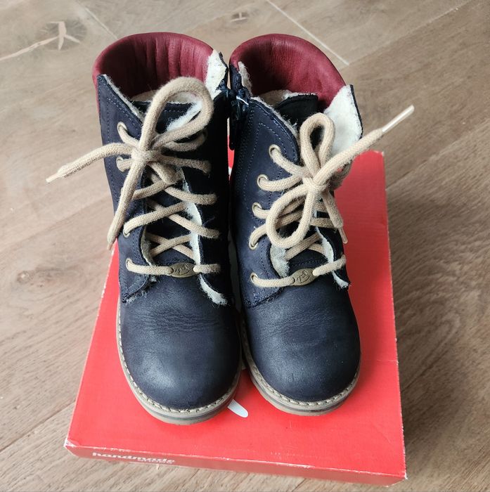 Przesliczne, skórzane. Buty Emel - trzewiki traperki ocieplane wełną.