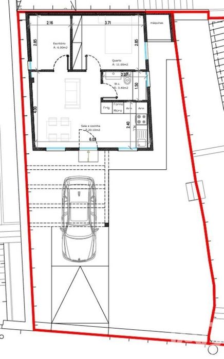 Moradia térrea T2 em Darque de 45,8 m2