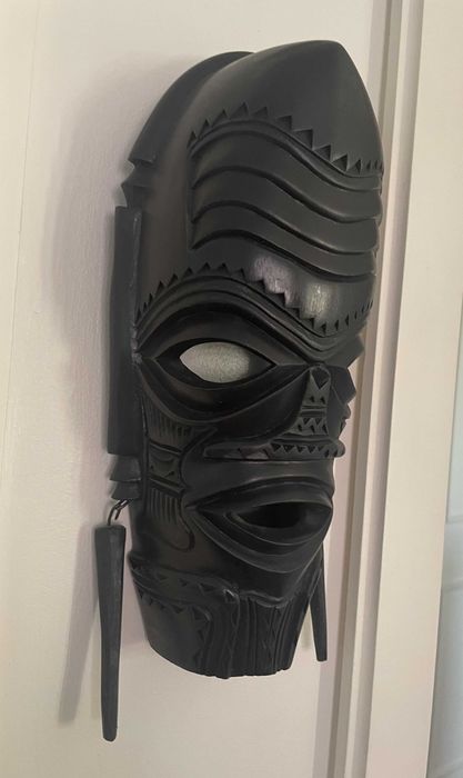 Conjunto de 3 máscaras decorativa Africana, esculpidas em madeira