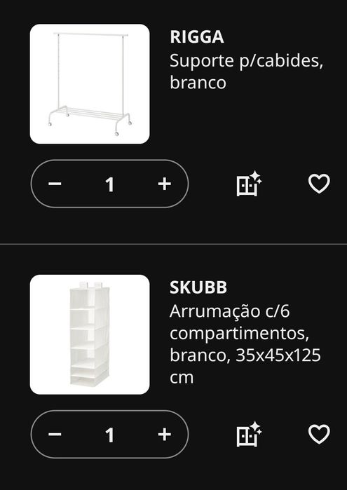 Suporte para cabides RIGGA + SKUBB 6 compartimentos IKEA