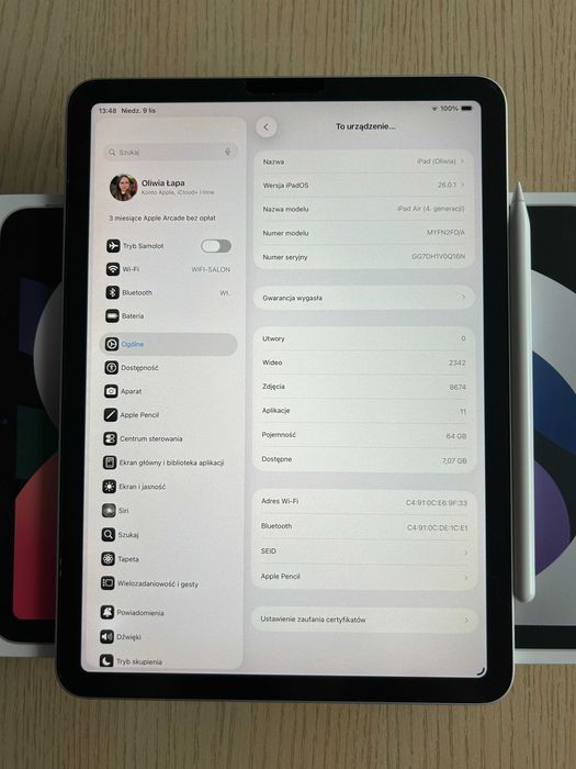 Apple iPad Air (4. generacji) 2020 10.9’ + Apple Pencil (2. generacji)