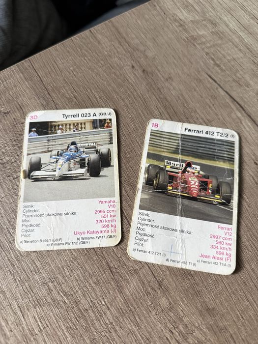 Retro karty do gry F1