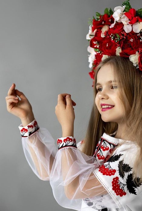 Дівчача вишита сукня Калина Розміри 104 110 116  122 128 134 см