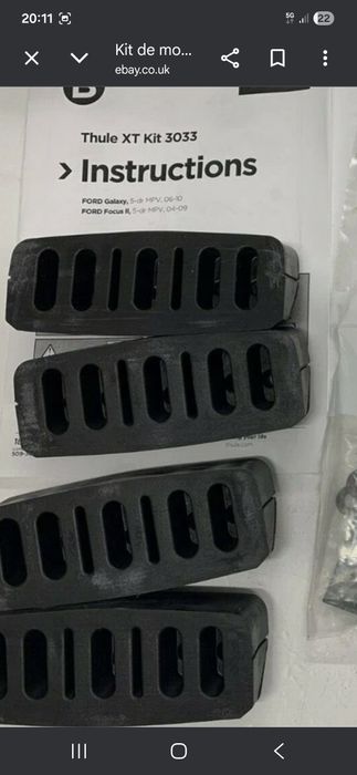 Thule kits para barras de tejadilho (ver texto com referências)