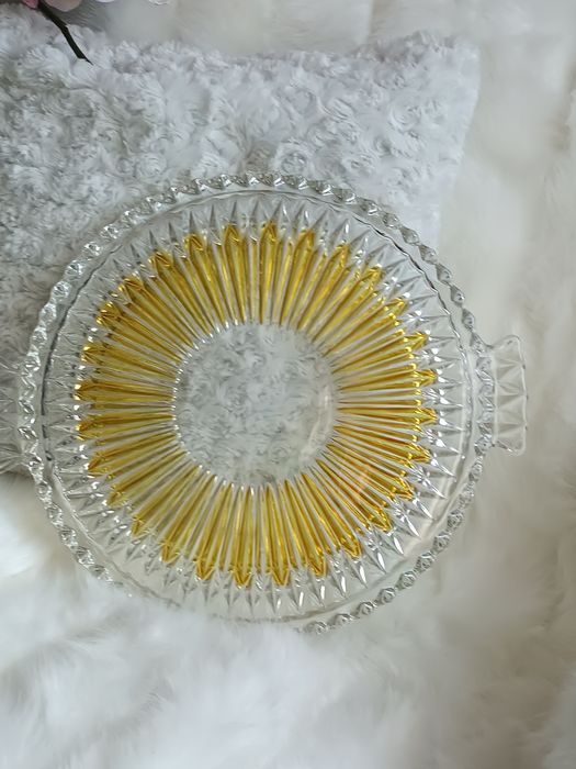 33 cm. Patera talerz tortownica szkło kryształowe