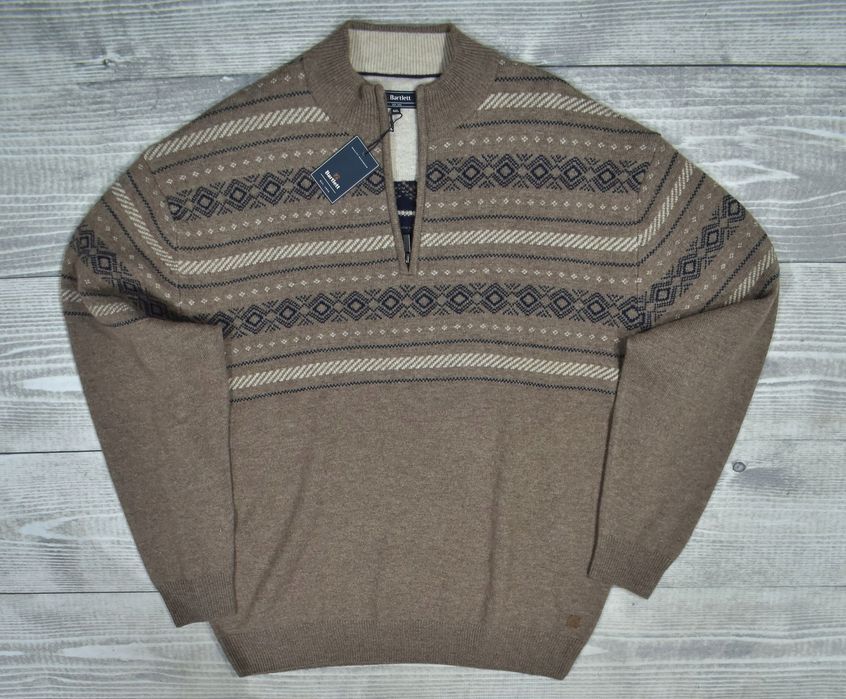 Bartlett Wełniany Sweter Męski Zip Neck 4Xl